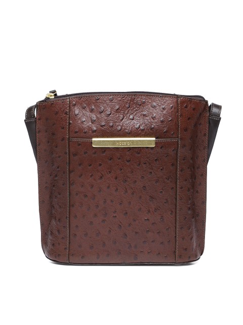 

Hidesign Brown Textured Leather Sling Bag