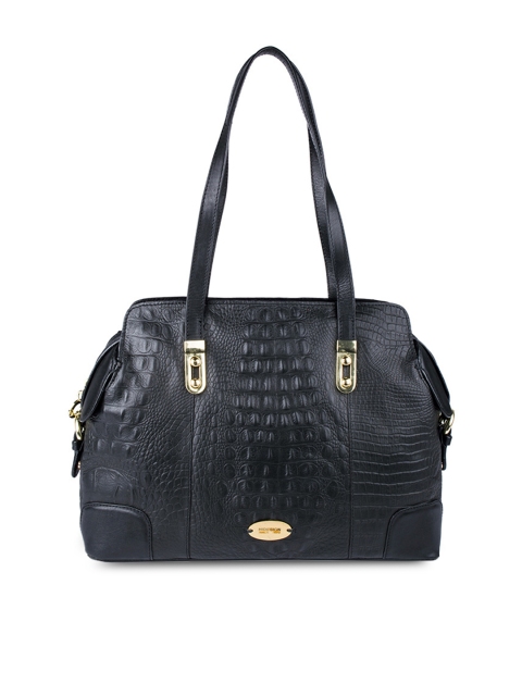 

Hidesign Black Crocodile Skin Textured Leather Shoulder Bag