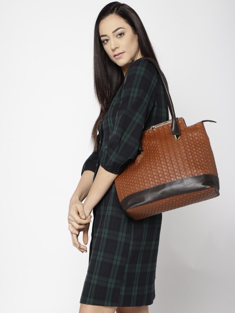 

Hidesign Brown Basket Weave Textured Leather Shoulder Bag