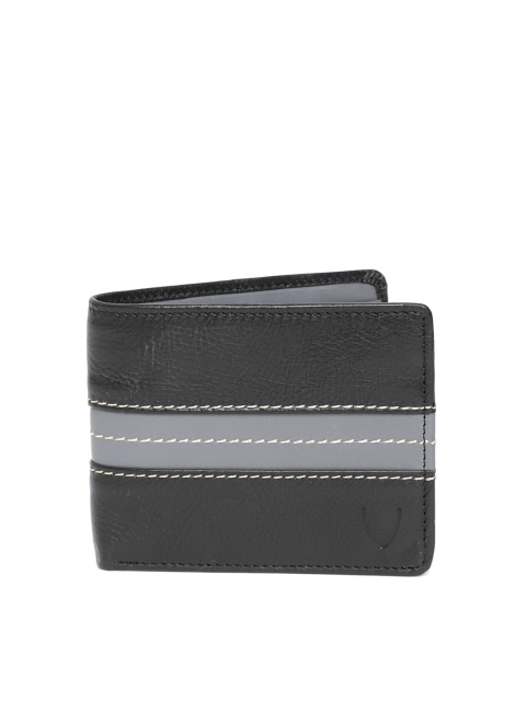 

Hidesign Men Black & Grey Colourblocked Leather Two Fold Wallet