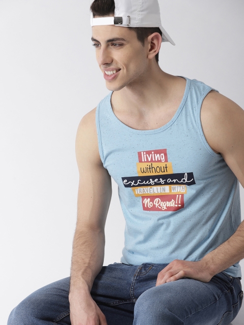 

Mast & Harbour Men Blue Printed Round Neck T-shirt