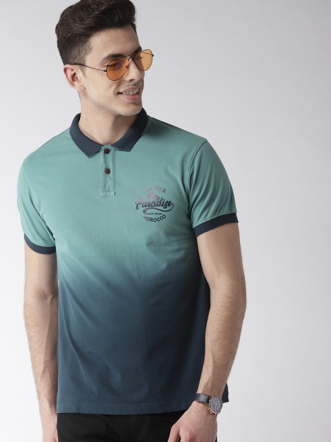 

Mast & Harbour Men Blue Dyed Polo Collar T-shirt