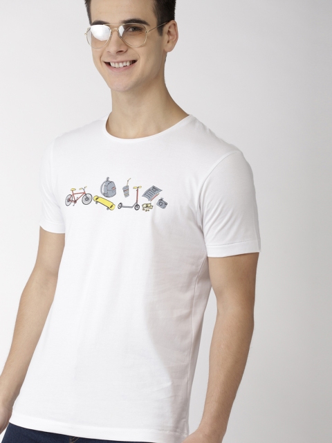 

Mast & Harbour Men White Printed Round Neck T-shirt