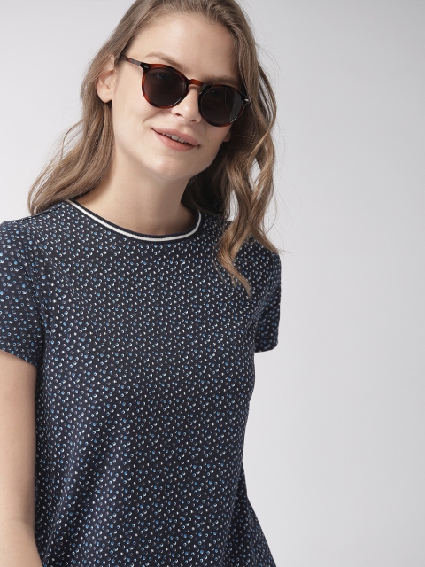 

Mast & Harbour Women Navy Blue Printed Round Neck T-shirt