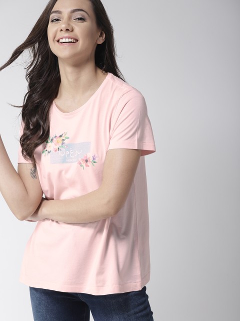 

Mast & Harbour Women Pink Printed Round Neck T-shirt