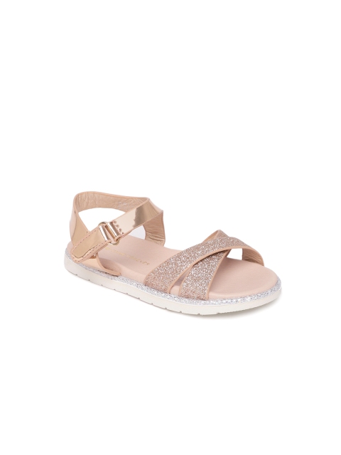 

Fame Forever by Lifestyle Girls Rose Gold Shimmer Detail Open Toe Flats