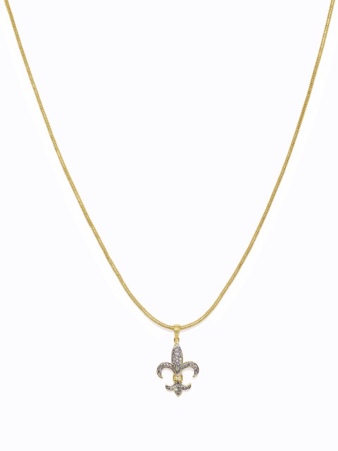 

Spargz Women Gold-Plated & White Cubic Zirconia Contemporary Shaped Pendant with Chain
