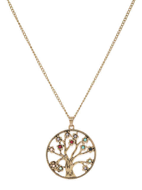 

Spargz Fashion Women Gold Plated Multicoloured Synthetic Stone Pendant with Chain, Multi