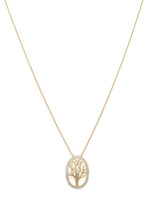 

Spargz Fashion Women Gold Plated & White Cubic Zirconia Pendant with Chain
