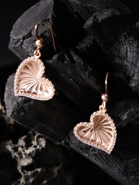 

Carlton London Rose Gold-Plated 925 Sterling Silver Stone-Studded Drop Earrings