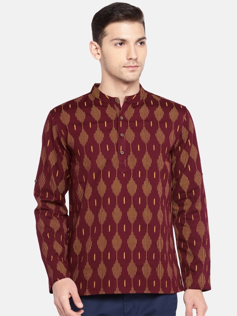 

Ethnicity Men Maroon Printed Straight Kurta