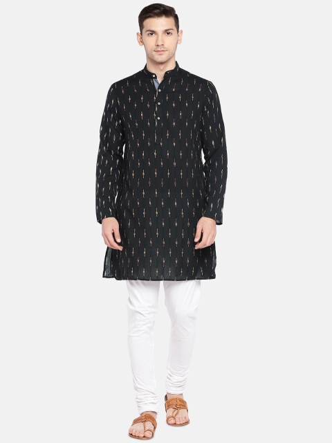 

Ethnicity Men Black & White Striped Straight Kurta