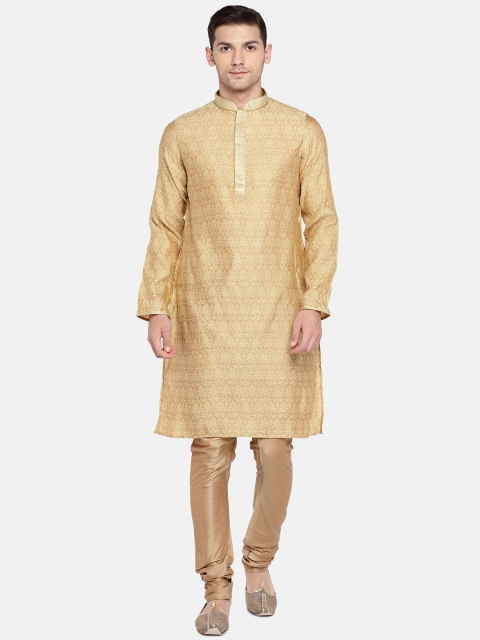 

Ethnicity Men Beige Self Design Kurta with Pyjamas