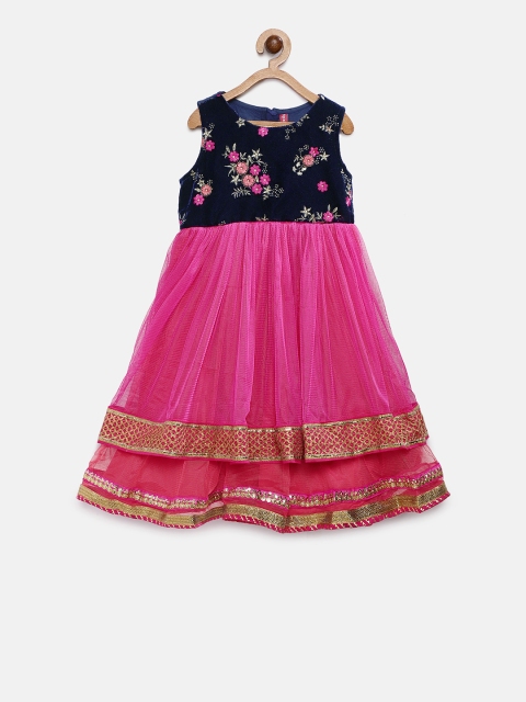 

Ethnicity Girls Pink Solid A-Line Dress
