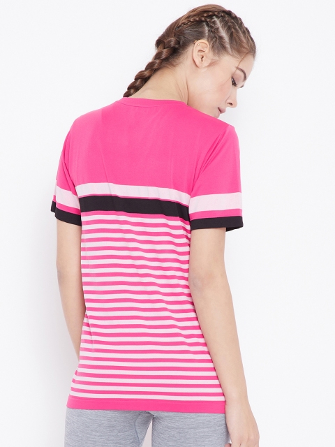 

C9 AIRWEAR Women Pink Striped Round Neck T-shirt