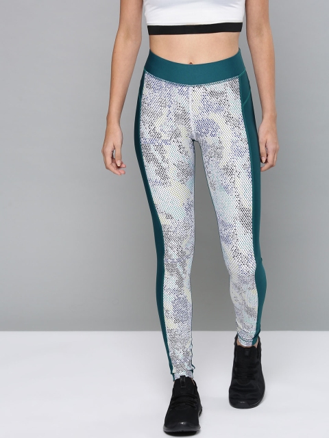 

Under Armour Women Teal Green & White Printed HeatGear Tights