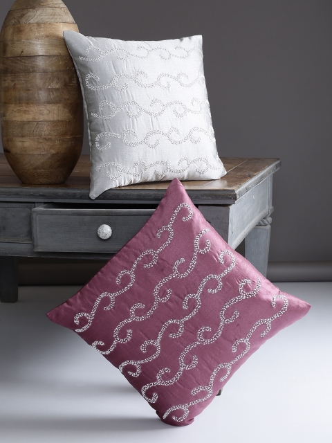 

Alina decor Purple Set of 2 Ethnic Motifs Square Cushion Covers