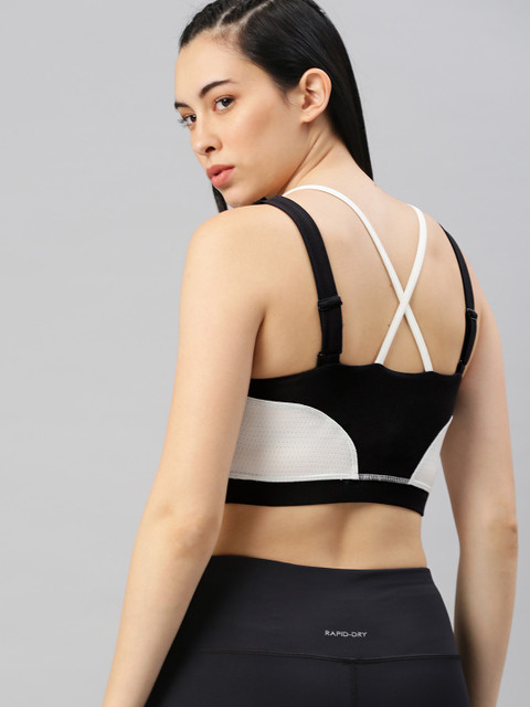 

HRX by Hrithik Roshan White & Black Colourblocked Padded RAPID DRY Sports Bra WK-3608-A