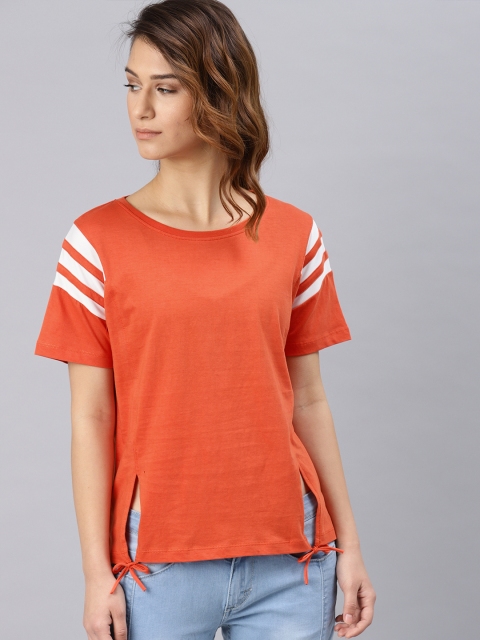

HRX by Hrithik Roshan Women Orange Solid Boxy Top