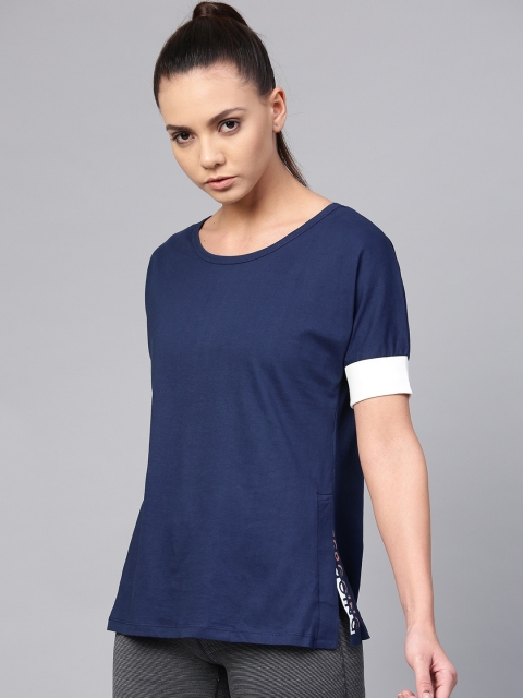 

HRX by Hrithik Roshan Women Navy Blue Solid Round Neck T-shirt