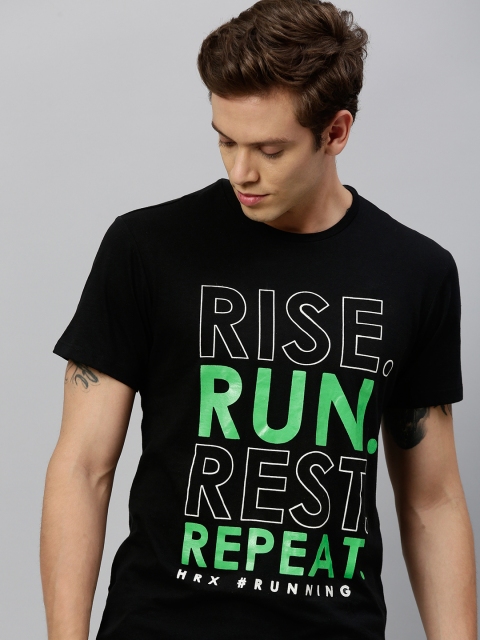

HRX by Hrithik Roshan Men Black & White Printed Running T-Shirt