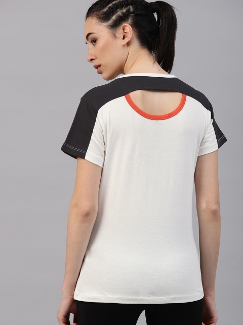 

HRX by Hrithik Roshan Women White Colourblocked Styled Back Top