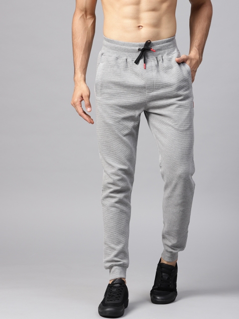 

HRX by Hrithik Roshan Men Grey Melange Striped Lifestyle Slim fit Ottoman Joggers
