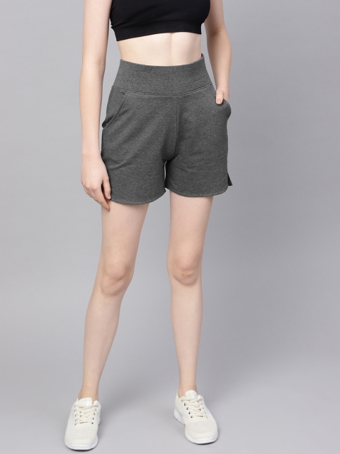 

HRX by Hrithik Roshan Women Charcoal Grey Solid Lifestyle Shorts