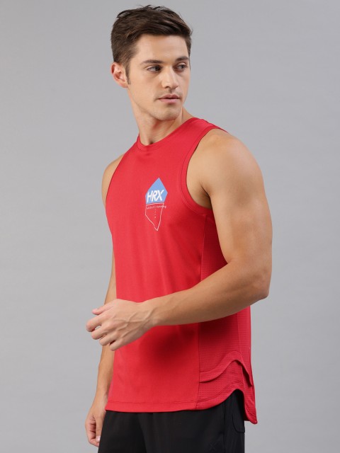 

HRX by Hrithik Roshan Men Red Solid Rapid dry Round Neck Running T-shirt