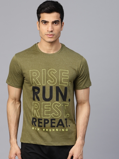 

HRX by Hrithik Roshan Men Olive Green Printed Round Neck Running T-shirt