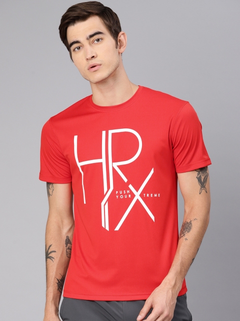 

HRX by Hrithik Roshan Men Red Printed Round Neck Rapid-Dry Running T-shirt