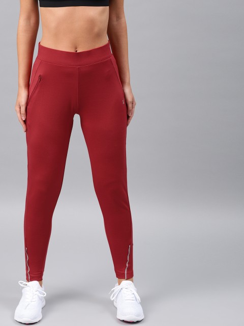 

HRX by Hrithik Roshan Women Red Solid Rapid-Dry Skinny Fit Running Tights
