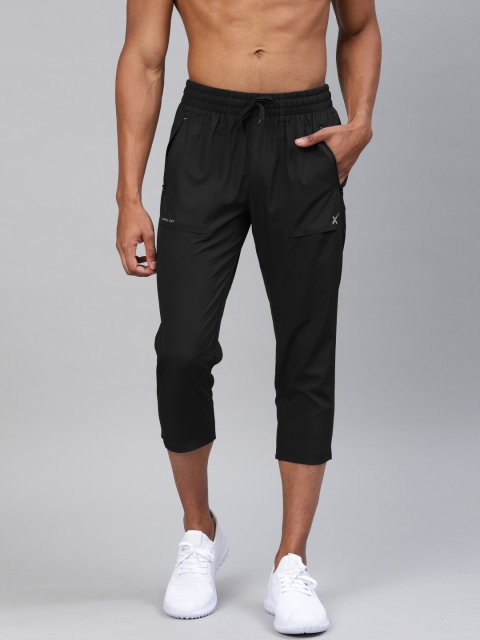 

HRX by Hrithik Roshan Men Black Rapid Dry Slim Fit Light Weight 3/4th Running Track Pants