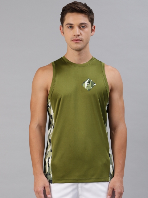 

HRX by Hrithik Roshan Men Olive Green Solid Round Neck Rapid dry Running T-shirt
