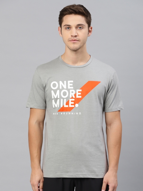 

HRX by Hrithik Roshan Men Grey Melange Printed Running T-Shirt