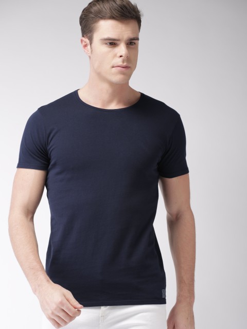 

Scotch & Soda Men Navy Blue Solid Round Neck T-shirt