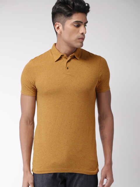 

Scotch & Soda Men Mustard Solid Polo Collar T-shirt