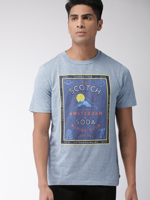 

Scotch & Soda Men Blue Printed Round Neck T-shirt