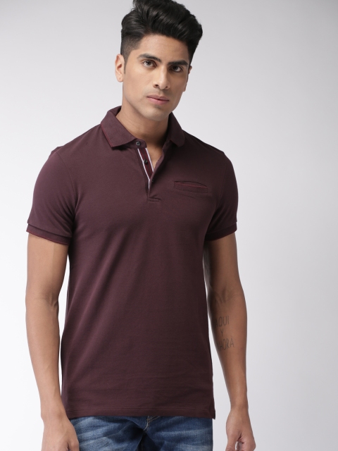 

Scotch & Soda Men Burgundy Solid Polo Collar T-shirt
