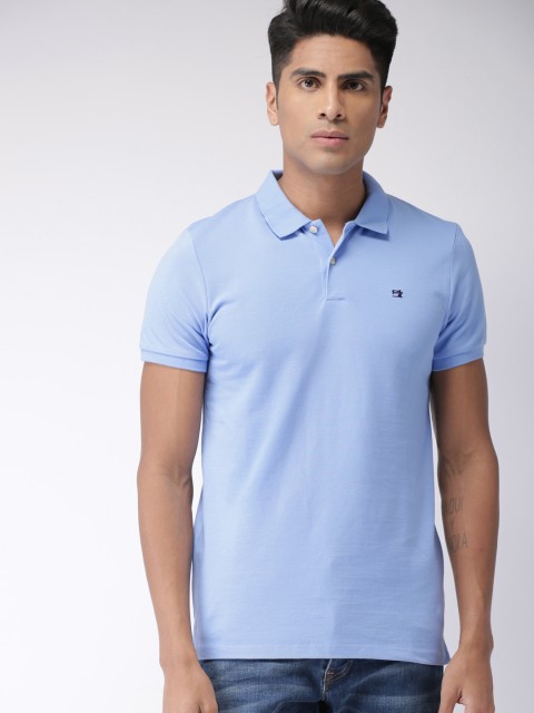 

Scotch & Soda Men Blue Solid Polo Collar T-shirt