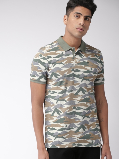 

Scotch & Soda Men White & Green Camouflage Printed Polo T-shirt