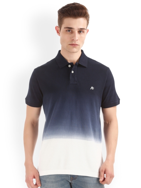 

Aeropostale Men Navy Blue Self Design Polo Collar T-shirt