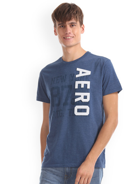 

Aeropostale Men Blue Printed Round Neck T-shirt