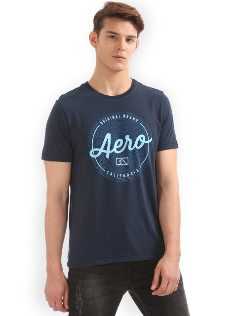 

Aeropostale Men Navy Blue Printed Round Neck T-shirt