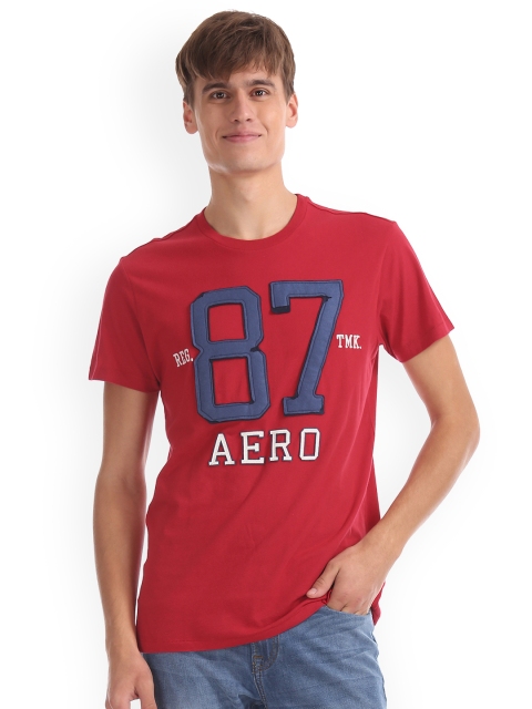 

Aeropostale Men Red Printed Round Neck T-shirt