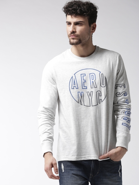 

Aeropostale Men Grey Melange Printed Round Neck T-shirt