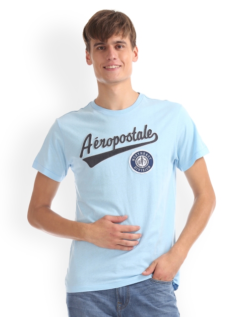 

Aeropostale Men Blue Printed Round Neck T-shirt