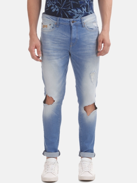 

Aeropostale Men Blue Super Skinny Fit Mid-Rise Slash Knee Stretchable Jeans