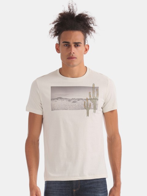 

Aeropostale Men White Printed Round Neck T-shirt