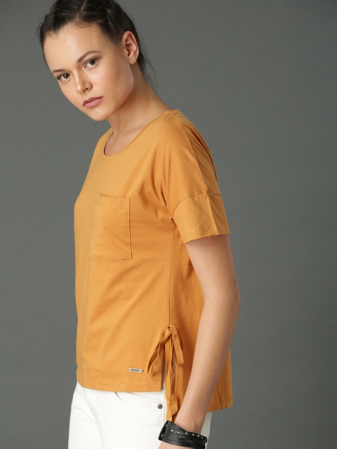 

Roadster Women Mustard Yellow Solid Top With Side Tie